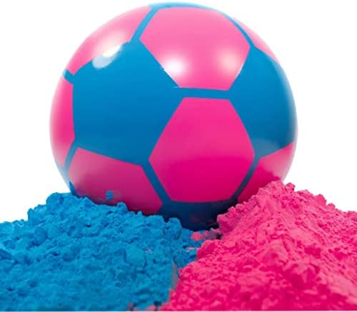 מגדר חושף כדור כדורגל + מגדר חשיפה באנר + x32 מגדר מגלה מדבקות + אבקה ורוד וכחול | מגדר חשיפת אספקת מפלגות
